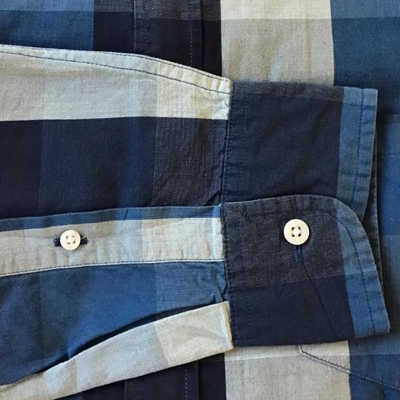 J.Crew Men Dress Shirt Long Sleeve Slim Fit Large Blue Plaid Check - Picture 8 of 13